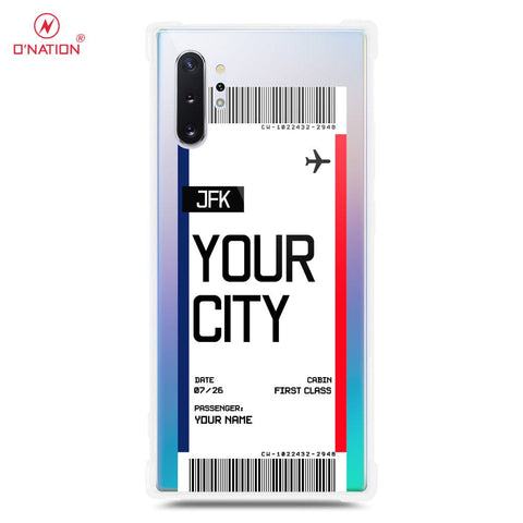 Samsung Galaxy Note 10 Plus Cover - Personalised Boarding Pass Ticket Series - 5 Designs - Clear Phone Case - Soft Silicon Borders