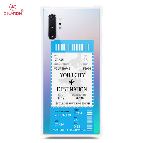 Samsung Galaxy Note 10 Plus Cover - Personalised Boarding Pass Ticket Series - 5 Designs - Clear Phone Case - Soft Silicon Borders