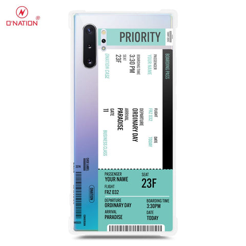 Samsung Galaxy Note 10 Plus Cover - Personalised Boarding Pass Ticket Series - 5 Designs - Clear Phone Case - Soft Silicon Borders