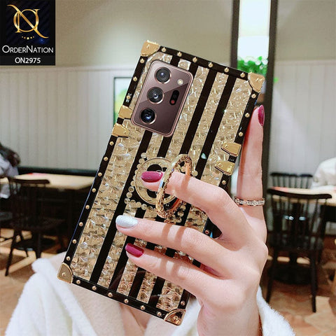 Samsung Galaxy Note 20 Ultra Cover - Design 2 - 3D illusion Gold Flowers Soft Trunk Case With Ring Holder