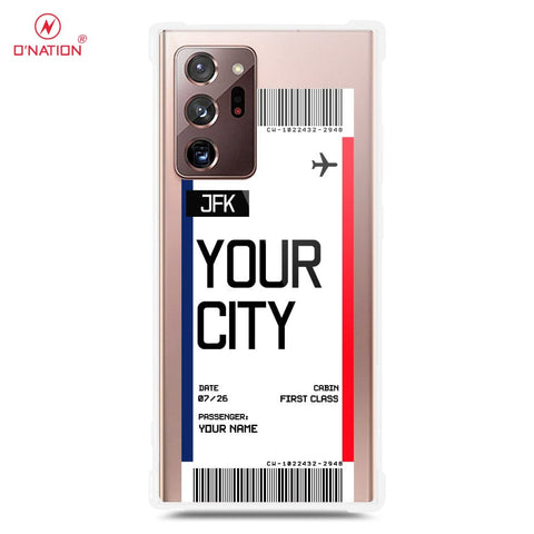 Samsung Galaxy Note 20 Ultra Cover - Personalised Boarding Pass Ticket Series - 5 Designs - Clear Phone Case - Soft Silicon Borders