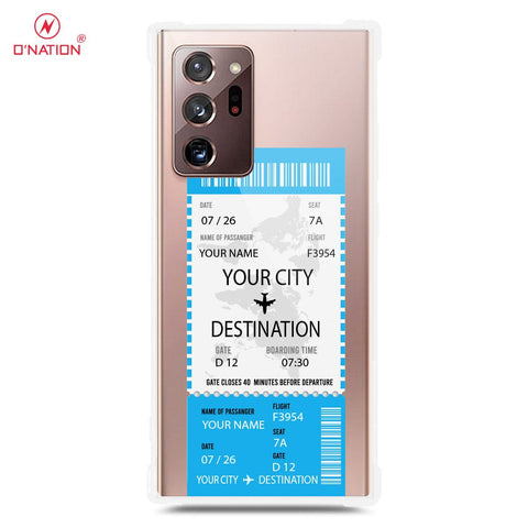 Samsung Galaxy Note 20 Ultra Cover - Personalised Boarding Pass Ticket Series - 5 Designs - Clear Phone Case - Soft Silicon Borders