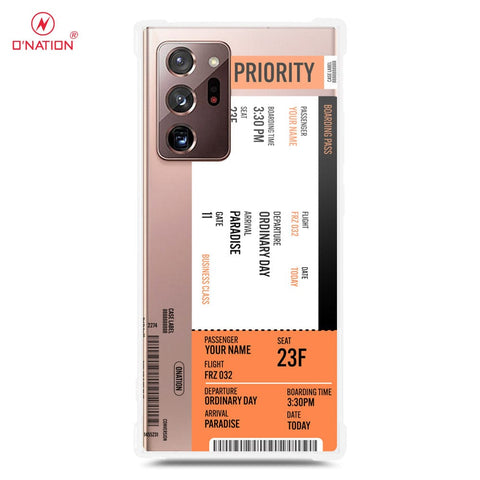 Samsung Galaxy Note 20 Ultra Cover - Personalised Boarding Pass Ticket Series - 5 Designs - Clear Phone Case - Soft Silicon Borders