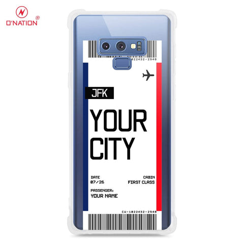 Samsung Galaxy Note 9 Cover - Personalised Boarding Pass Ticket Series - 5 Designs - Clear Phone Case - Soft Silicon Borders