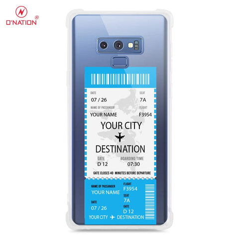 Samsung Galaxy Note 9 Cover - Personalised Boarding Pass Ticket Series - 5 Designs - Clear Phone Case - Soft Silicon Borders