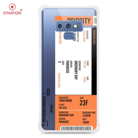 Samsung Galaxy Note 9 Cover - Personalised Boarding Pass Ticket Series - 5 Designs - Clear Phone Case - Soft Silicon Borders