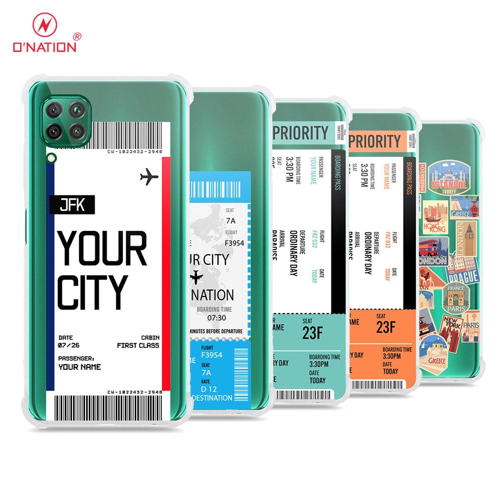 Huawei Nova 6 SE Cover - Personalised Boarding Pass Ticket Series - 5 Designs - Clear Phone Case - Soft Silicon Borders