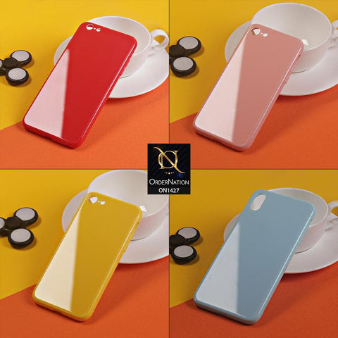 iPhone SE 2020 Cover - Yellow - Candy Color Premium Quality Glass Back Soft Border Shiny Case