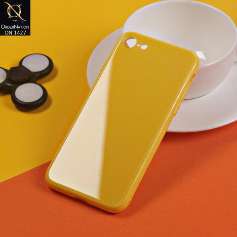 iPhone SE 2020 Cover - Yellow - Candy Color Premium Quality Glass Back Soft Border Shiny Case