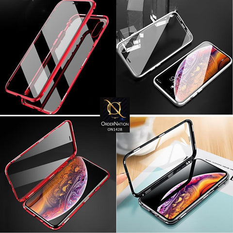 iPhone XS Max Cover - Blue - Latest Magnetic Case With Two-Sided Tempered Glass For Screen And Back 360 Full Protection Cover