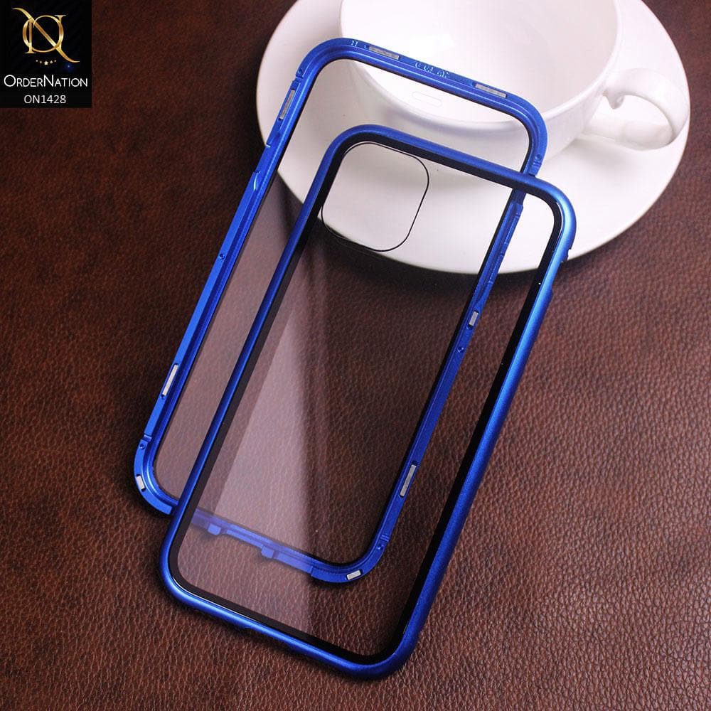 iPhone 11 Cover - Blue - Latest Magnetic Case With Two-Sided Tempered Glass For Screen And Back 360 Full Protection Cover
