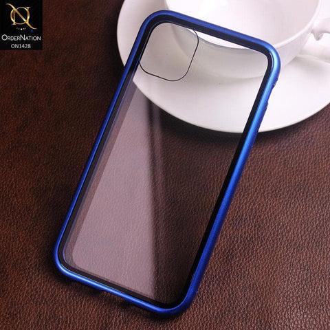 iPhone 11 Cover - Blue - Latest Magnetic Case With Two-Sided Tempered Glass For Screen And Back 360 Full Protection Cover
