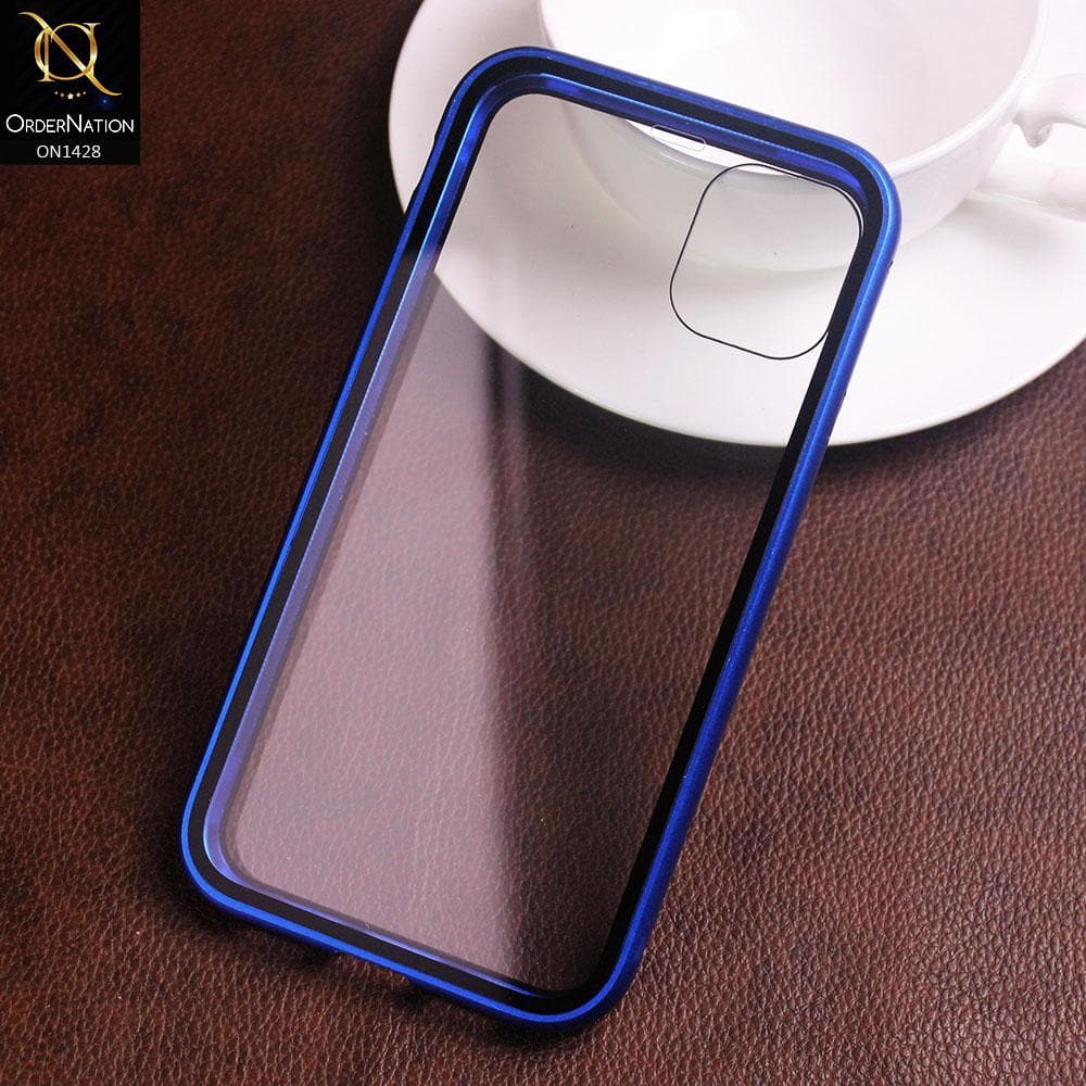 iPhone 11 Cover - Blue - Latest Magnetic Case With Two-Sided Tempered Glass For Screen And Back 360 Full Protection Cover