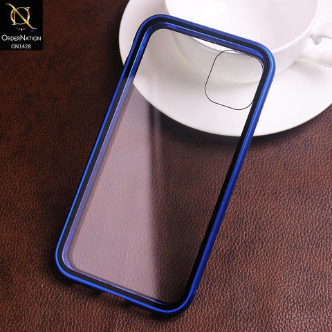 iPhone 11 Cover - Blue - Latest Magnetic Case With Two-Sided Tempered Glass For Screen And Back 360 Full Protection Cover