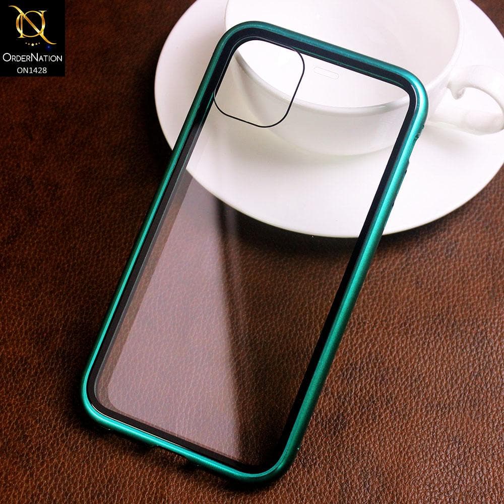 iPhone 11 Cover - Green - Latest Magnetic Case With Two-Sided Tempered Glass For Screen And Back 360 Full Protection Cover