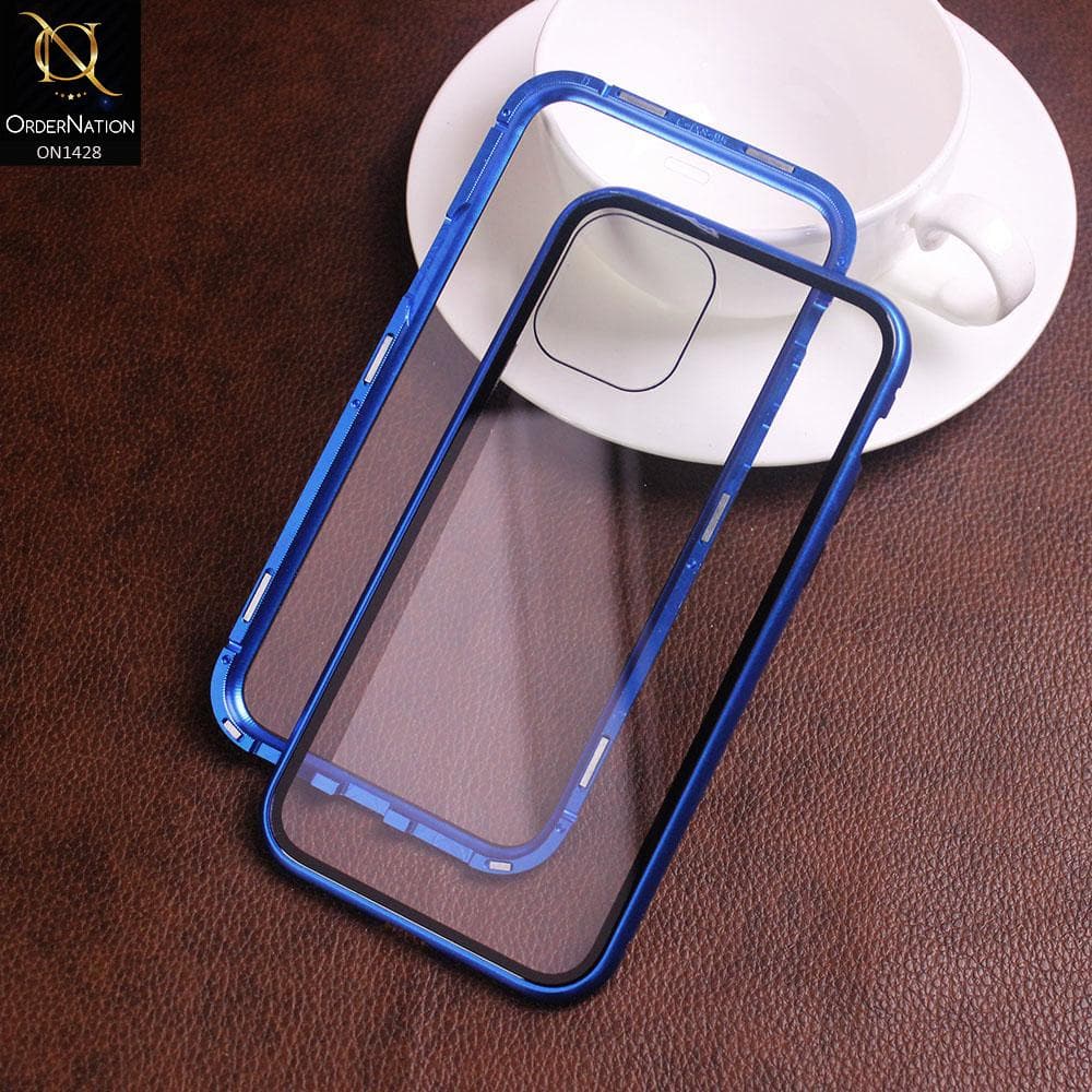 iPhone 11 Pro Cover - Blue - Latest Magnetic Case With Two-Sided Tempered Glass For Screen And Back 360 Full Protection Cover