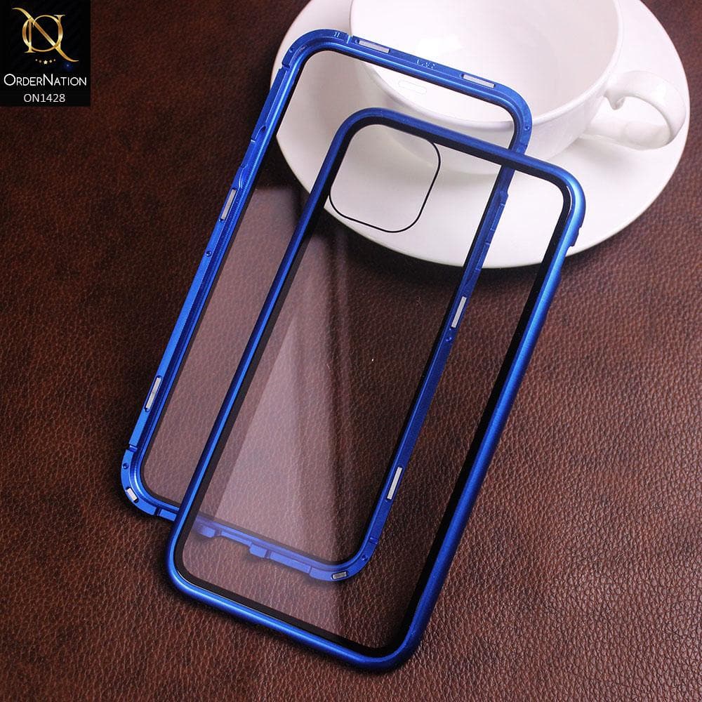 iPhone 11 Pro Max Cover - Blue - Latest Magnetic Case With Two-Sided Tempered Glass For Screen And Back 360 Full Protection Cover