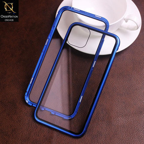 iPhone 11 Pro Max Cover - Blue - Latest Magnetic Case With Two-Sided Tempered Glass For Screen And Back 360 Full Protection Cover
