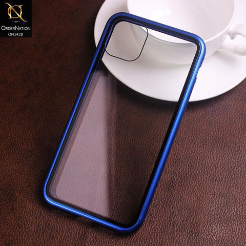 iPhone 11 Pro Max Cover - Blue - Latest Magnetic Case With Two-Sided Tempered Glass For Screen And Back 360 Full Protection Cover