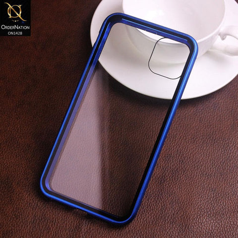 iPhone 11 Pro Max Cover - Blue - Latest Magnetic Case With Two-Sided Tempered Glass For Screen And Back 360 Full Protection Cover