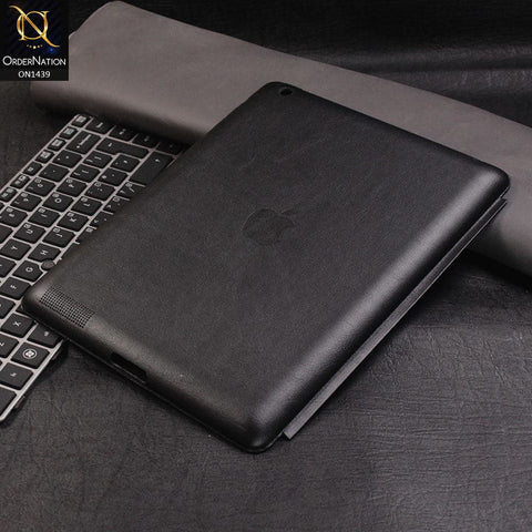 PU Leather Smart Book Foldable Case For iPad 4 / 3 / 2 - Black