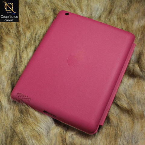 PU Leather Smart Book Foldable Case For iPad 4 / 3 / 2 - Pink