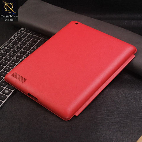PU Leather Smart Book Foldable Case For iPad 4 / 3 / 2 - Red