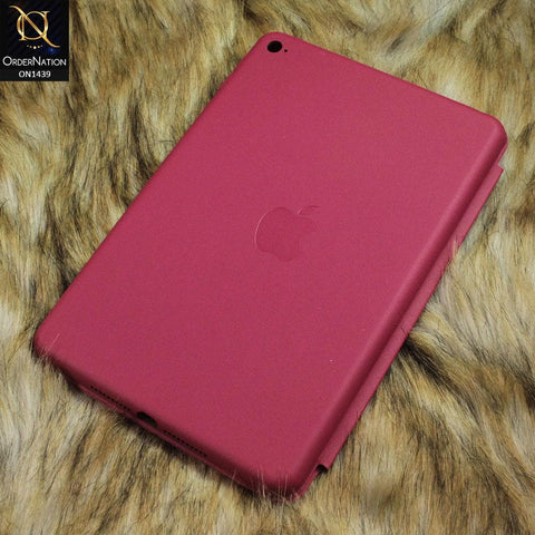 PU Leather Smart Book Foldable Case For iPad Mini 4 - Pink