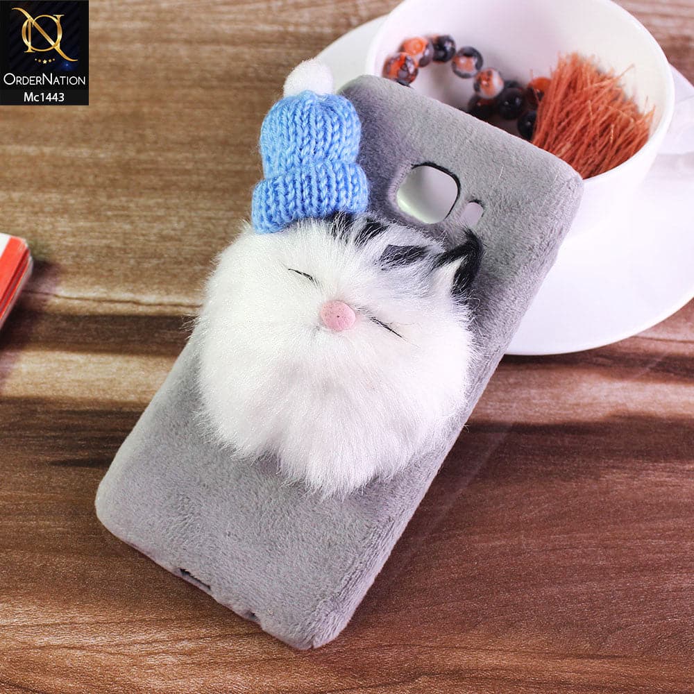 Samsung Galaxy C5 - Gray - Cute Funny Character Soft Fur Case