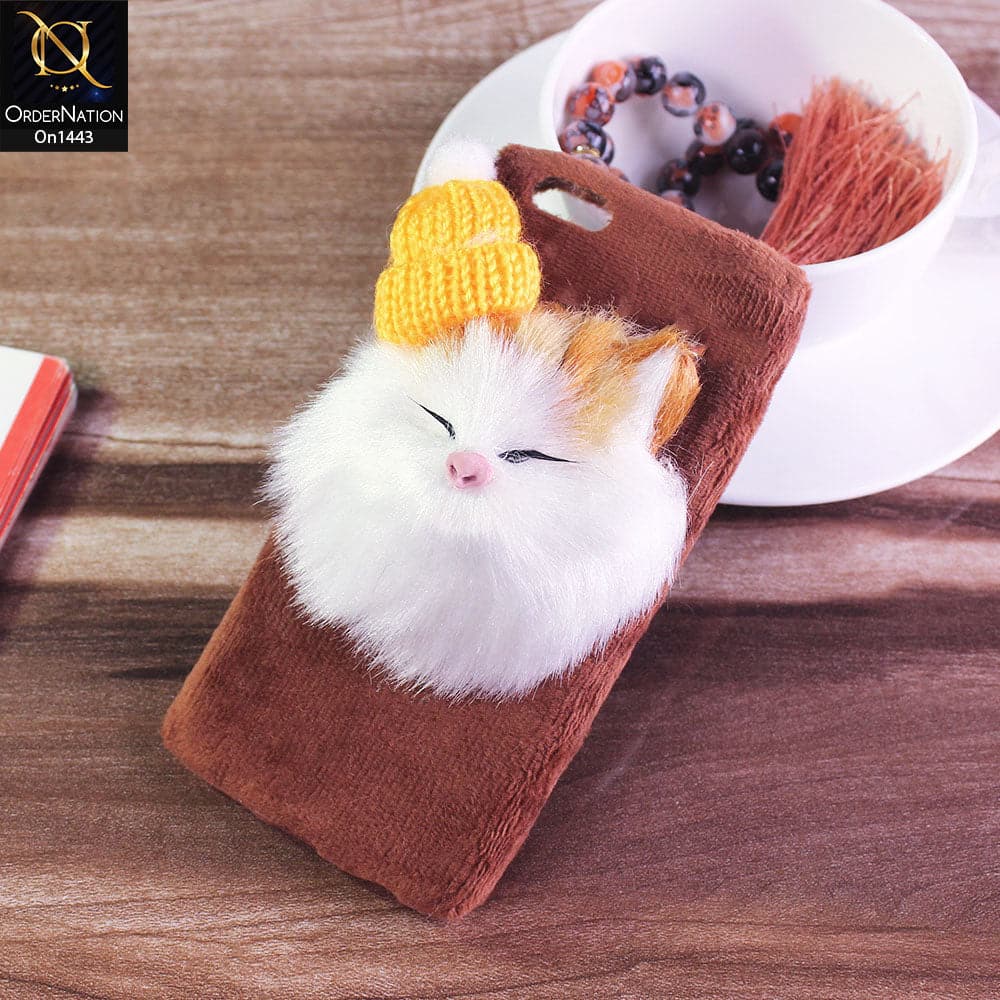 iPhone 6S / 6 - Brown - Cute Funny Character Soft Fur Case