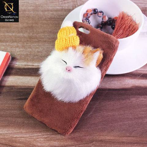 iPhone 6S / 6 - Brown - Cute Funny Character Soft Fur Case