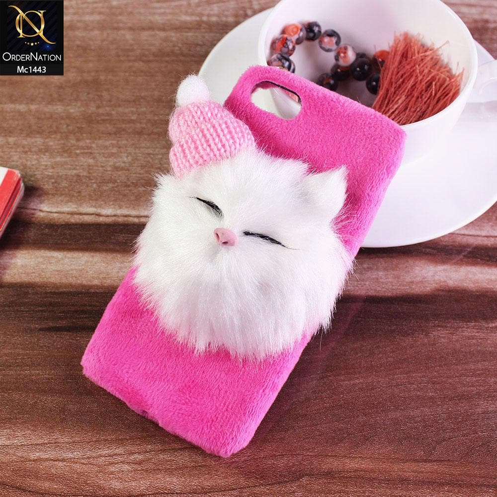 iPhone SE 2020 - Dark Pink - Cute Funny Character Soft Fur Case