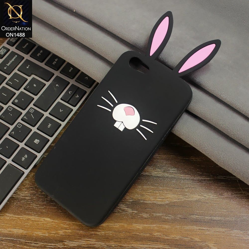 Oppo A71 Cover - Black - Soft Silicone 3D Cute Cartoon Case