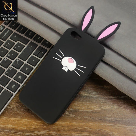 Oppo A71 Cover - Black - Soft Silicone 3D Cute Cartoon Case