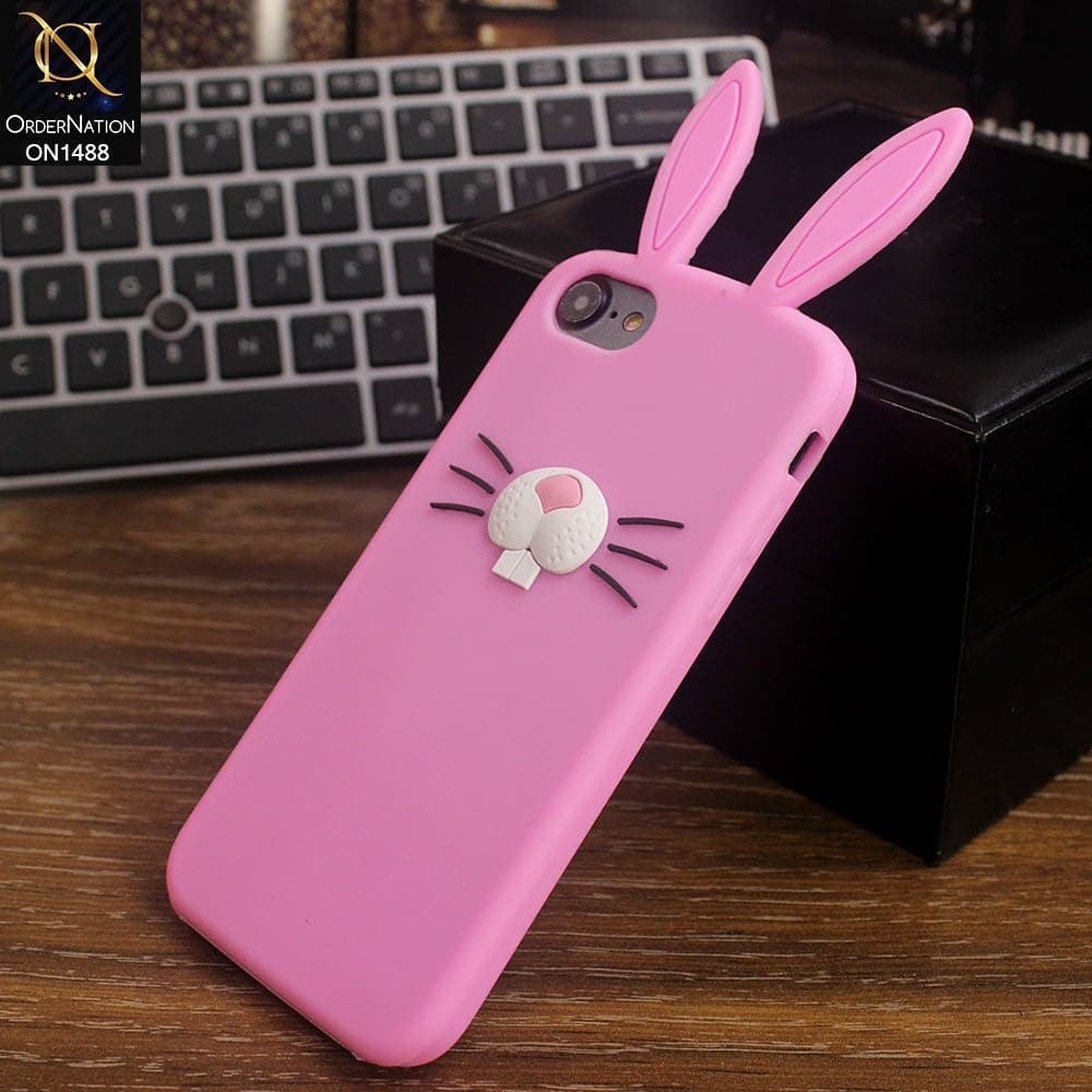 iPhone 8 / 7 Cover - Pink - Soft Silicone 3D Cute Cartoon Case