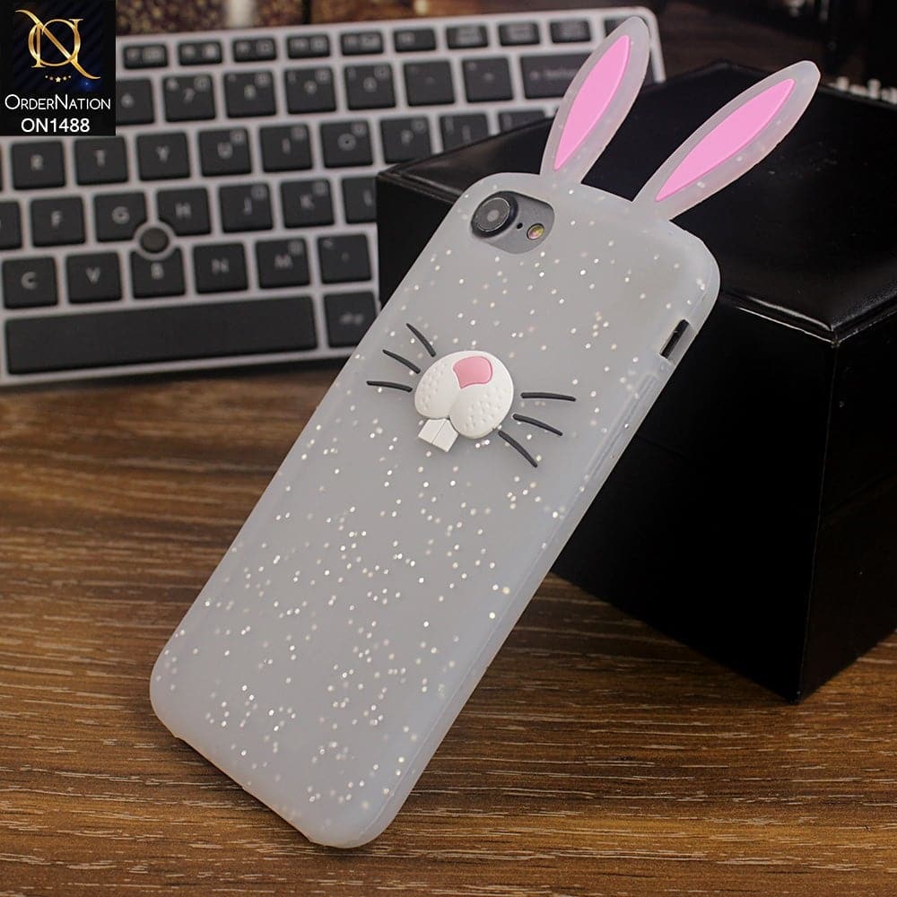 iPhone 8 / 7 Cover - White - Soft Silicone 3D Cute Cartoon Case
