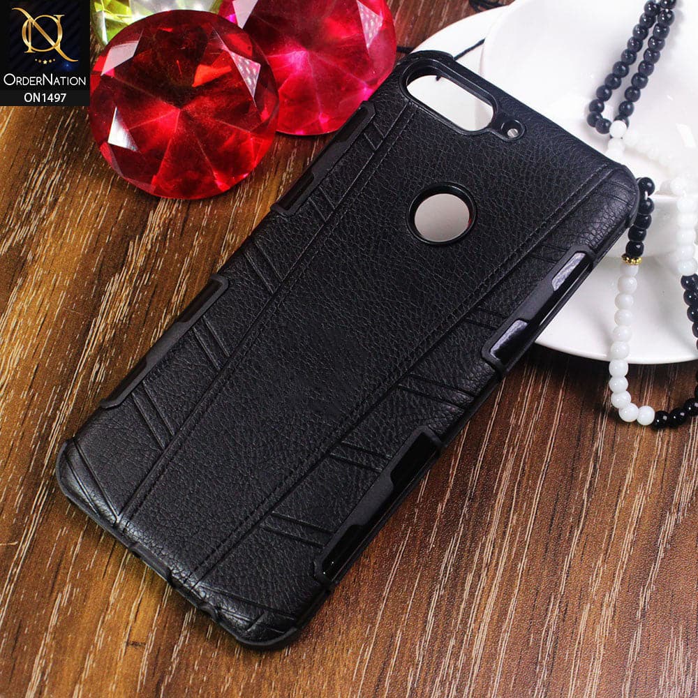 Huawei Y7 Prime 2018 / Y7 2018 Cover - Black - Luxury Soft Leather Raxine Case