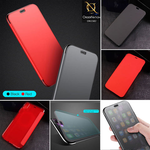 Baseus Touchable Tempered Glass Flip TPU Back Shell Case For iPhone XS Max - Red