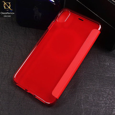 Baseus Touchable Tempered Glass Flip TPU Back Shell Case For iPhone XS Max - Red