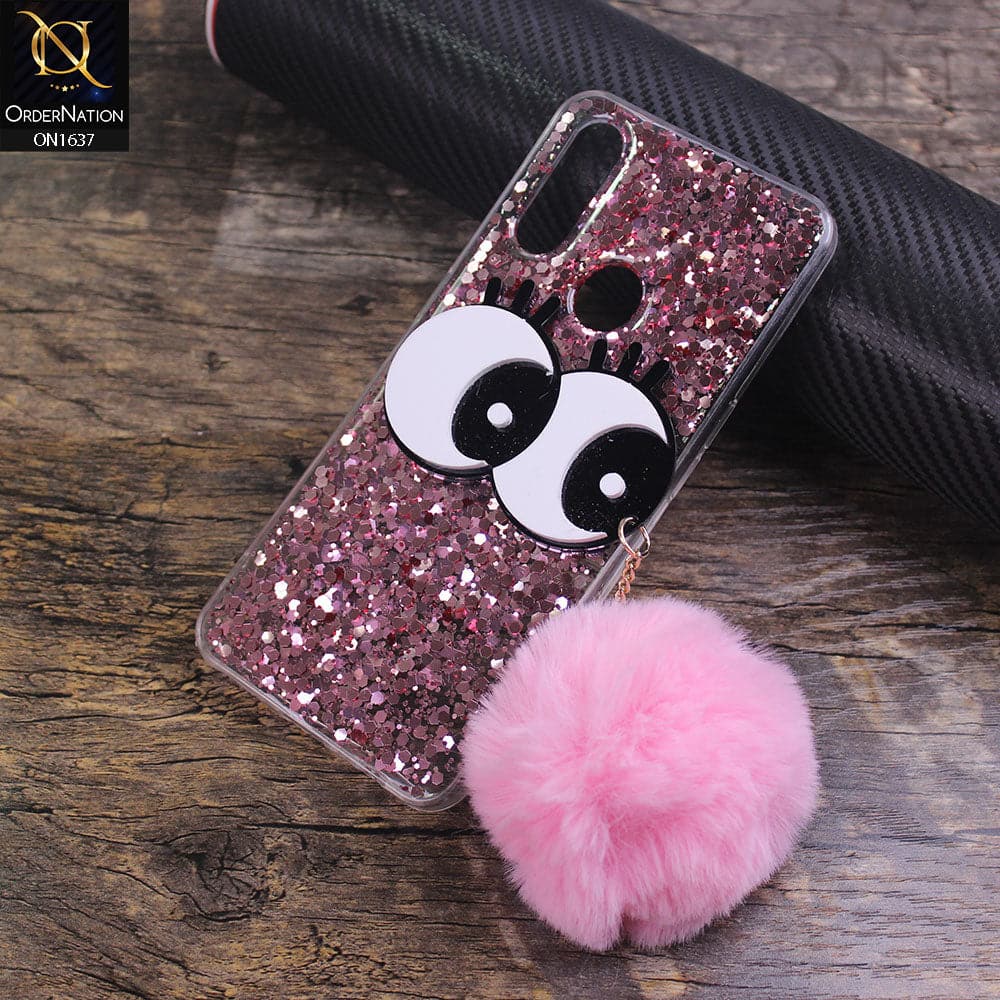 Honor 9X Cover - Pink - Trendy Cute Big Eye Glitter Soft TPU Case