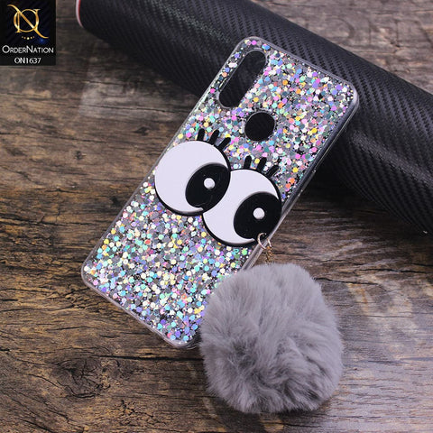Huawei Y7 Prime 2019 / Y7 2019 / Y7 Pro 2019 Cover - Silver - Trendy Cute Big Eye Glitter Soft TPU Case