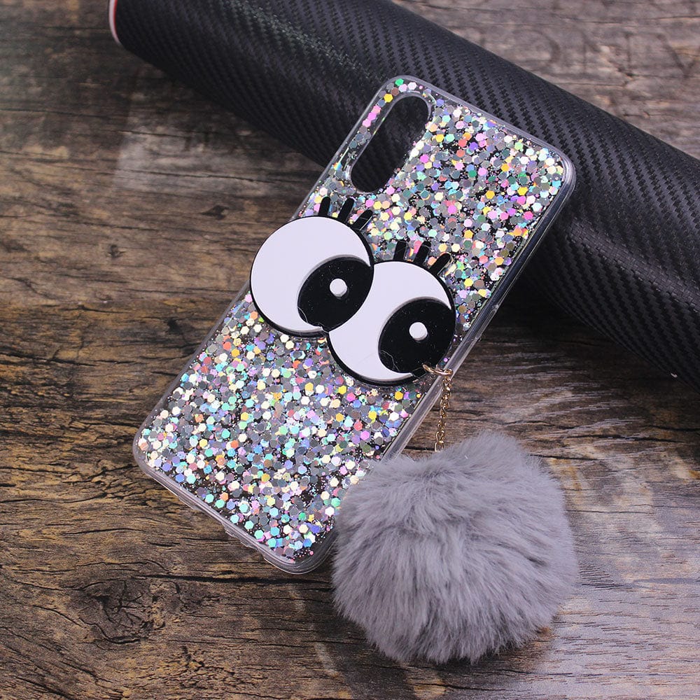 Vivo S1 Cover - Silver - Trendy Cute Big Eye Glitter Soft TPU Case