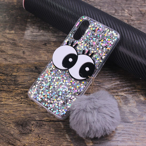 Vivo S1 Cover - Silver - Trendy Cute Big Eye Glitter Soft TPU Case