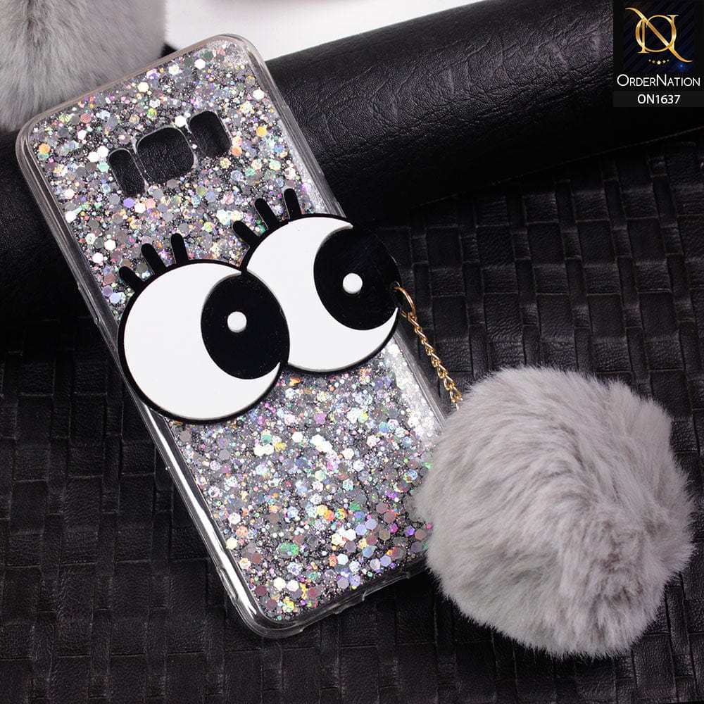 Samsung Galaxy S8 Cover - Silver - Trendy Cute Big Eye Glitter Soft TPU Case