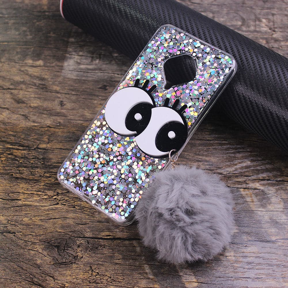 Vivo Y51 (2020 September) Cover - Silver - Trendy Cute Big Eye Glitter Soft TPU Case