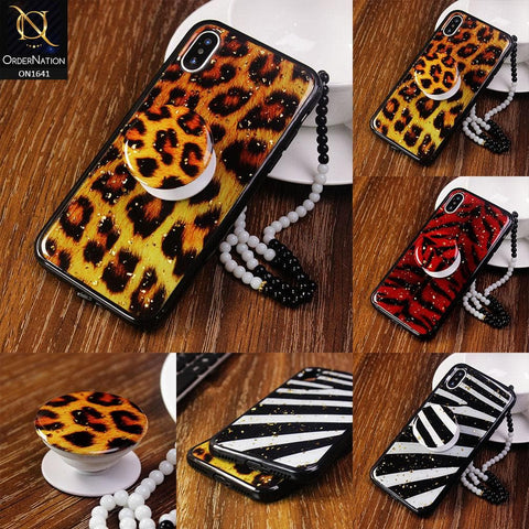 iPhone 8 / 7 Cover - White&Black - Unique Print Series Soft Case With Matching Mobile holder