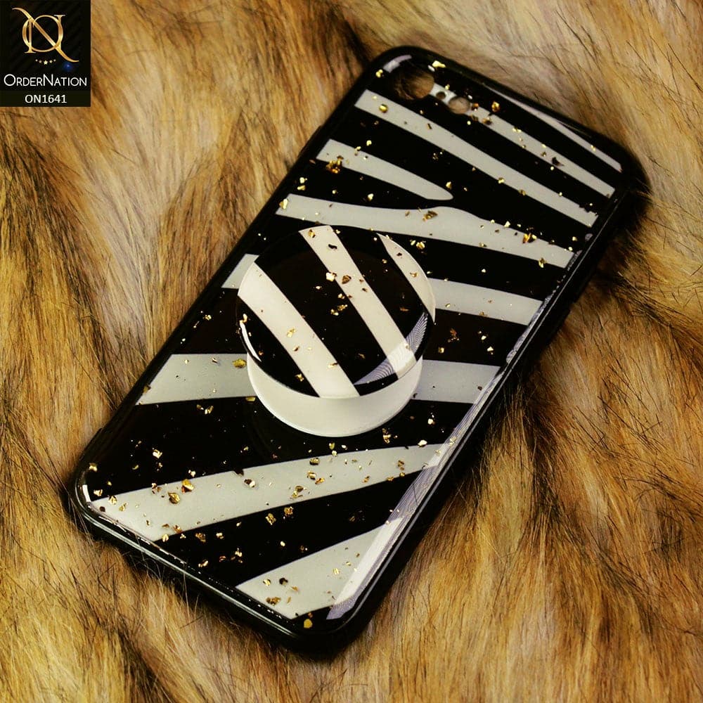 iPhone 8 / 7 Cover - White&Black - Unique Print Series Soft Case With Matching Mobile holder