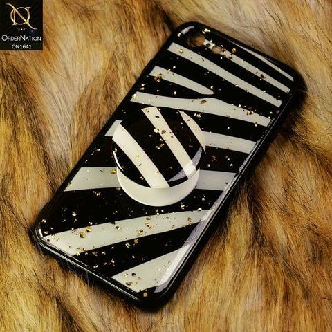 iPhone 8 / 7 Cover - White&Black - Unique Print Series Soft Case With Matching Mobile holder