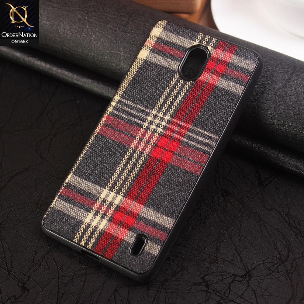 Nokia 1 Plus Cover - Soft Check Febric Phenomenal Style Case