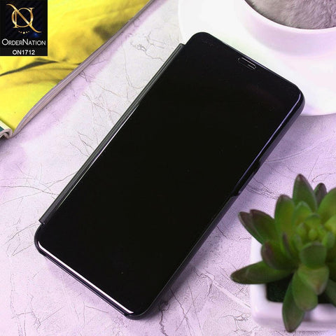 Oppo A12s Cover - Black - New Luxury Mirror View QR Flip Book Case
